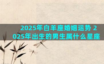 2025年白羊座婚姻运势 2025年出生的男生属什么星座